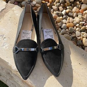 Enzo Angiolini NWOB Never Worn Black suede and Croc Loafers Size 7